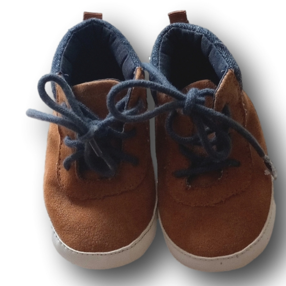 Old Navy baby boot booties shoes, size 6-12 months, tan and grey